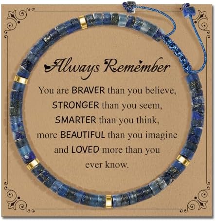 Inspirational Christmas Bracelet Gifts for Women: Healing Natural Stone Bracelet - Thinking of You Get Well Soon Birthday Gifts for Friend Sister Bestie BFF by ZOKCC