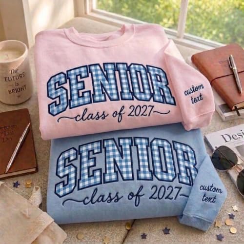 Chillever Personalized Embroidered Senior Sweatshirt, Custom Class of 2027 Sweater, Retro Graduation Gift for High School - Image 2