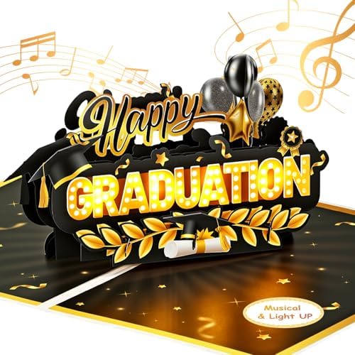 Yinqing Graduation Cards, 2026 Pop Up Congrats Grad with Lights & Music, Happy Graduation Gifts for High School College University Graduates for Son Daughter Grandson by Yinqing