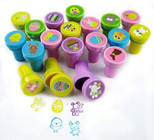 TINYMILLS 50 Pcs Easter Assorted Stampers for Kids Easter Egg Fillers Easter Basket Stuffers Classroom Rewards Church Easter Egg Hunt VBS Sunday School Rewards