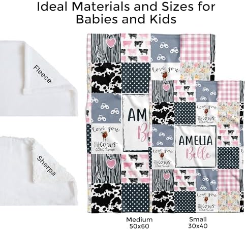 MDPrints Cow Baby Blankets for Girls, Customized Baby Girl Gifts with Name, Personalized Baby Blanket, Newborn Gift - Image 5