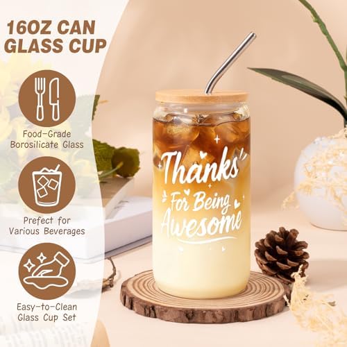 Frerdui Thank You Appreciation Gift Box for Women, Employee Care Package for Coworker, Teacher, Secretary, Nurse, Boss, Female Coach, Friend, Mom, with Thank You for Being Awesome Glass - Image 3