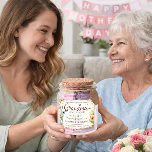 Bible Verse Jar for Grandma, 92 Color Coded Bible Verse in Glass Jar, Christian Gifts for Grandma, Mothers Day Gifts for Grandma, Religious Birthday Christmas Gift for Grandmother - Image 6