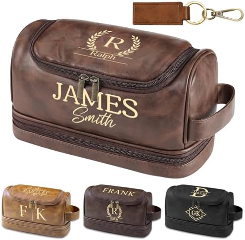 Sparklove Personalized Gifts for Men Toiletry Travel Bag, Custom Engraved Shaving Kit, Thoughtful Gifts for Dad Husband Groomsmen Son on Anniversary Father's Day Birthday by Sparklove