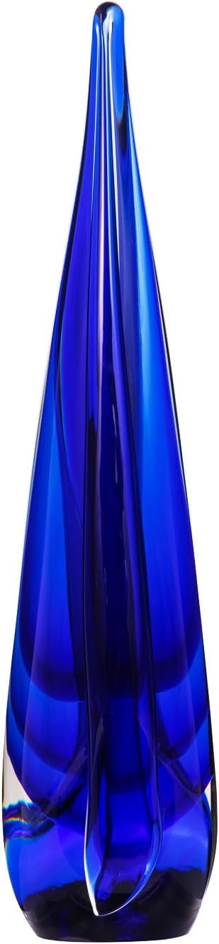 Luxury Lane Hand Blown Water Drop Sommerso Art Glass Sculpture for Home Decor 8.5 inch Tall Centerpiece Table Decoration