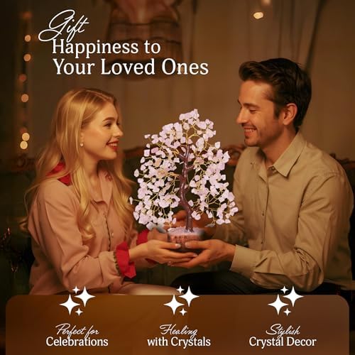 YATSKIA Rose Quartz Tree | Crystal Tree Gifts for Women | Gemstone Decor | Crystals and Gemstones | Pink Home Decor | Birthday Gifts for Women | 10 Inch 300 Beads - Image 5