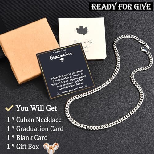 EPIRORA Graduation Gifts Necklace for Him 2026, 6MM Stainless Steel Cuban Link Chains Graduation Necklace for Men, Class of 2026 Grad Gifts for Middle School | High School | College | Master Degree - Image 6