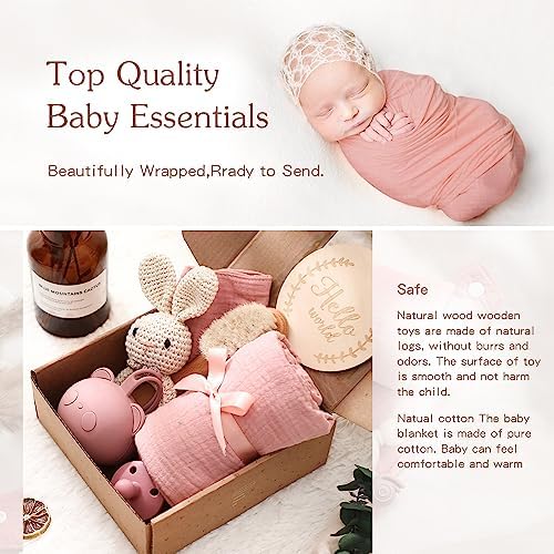 EERKEOD Baby Gift Set for Newborn New Baby Gift Set - Newborn Baby Essentials Baby Bath Set with Baby Blanket Baby Rattle - New Born Baby Girls Gift & Baby Boy Gifts for Baby Shower - Image 5