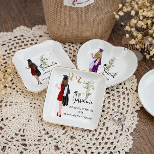 Personalized Graduation Gifts Jewelry Dish, Customized High School University Graduate Class of 2026 Gift, Custom Grad Gifts for Daughter Granddaughter 2026 - Image 2