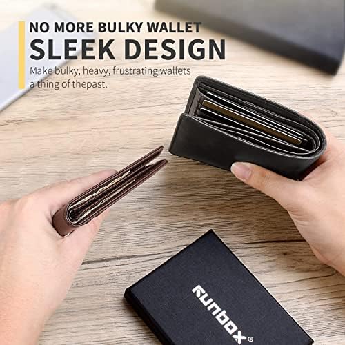 RUNBOX AirTag-Wallet-Mens-Slim-RFID Blocking Wallets Leather with Bill Compartment Air Tag Bifold Card Holder Wallet Gifts for Men Dad - Image 5