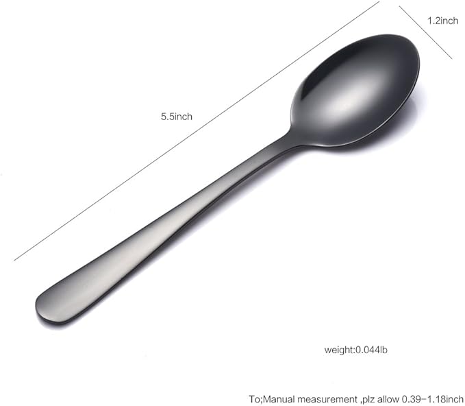 Buyer Star 12 Pieces Black Teaspoons 5.5-Inch Mini Coffee Spoons Stainless Steel Sugar Demitasse Espresso Spoons