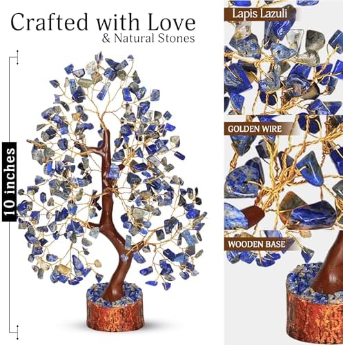 YATSKIA Lapis Lazuli Crystal Tree | Healing Crystal Gemstone Tree Decor | Home Office Decor | Housewarming Gifts New Home | Birthday Gifts for Women | 10 Inch 300 Beads - Image 2