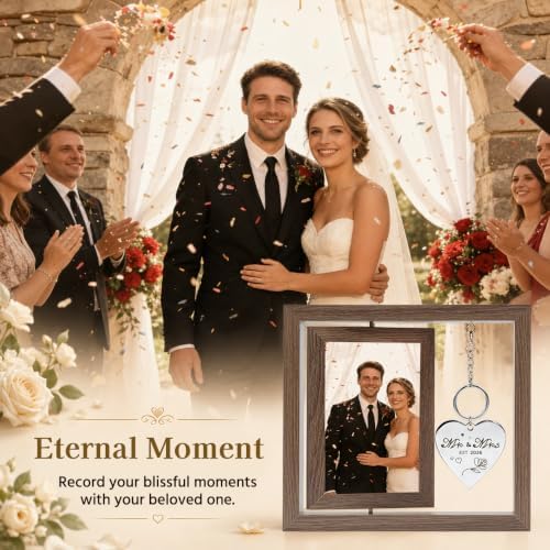 Wedding Gifts for Couples 2026, Mr and Mrs Rotating Wedding Picture Frame, 4x6 Rustic Double-Sided Photo Frame, Bridal Shower Gift for Bride to Be, Gifts for Newlyweds - Image 6