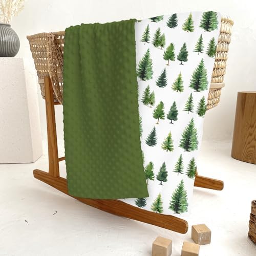 Vintage Green Pine Trees Baby Blankets for Girl Boy Soft Mink Dotted Backing Double Layer Gender Neutral Trees Swaddle Receiving Blanket Toddler Winter Christmas Pines Nursery Bed Blanket 30x40 - Image 6