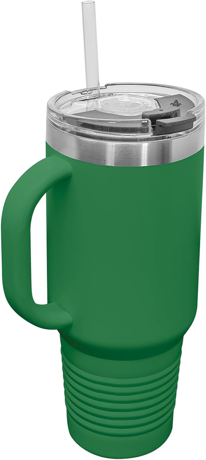 LaserGram 40oz Vacuum Insulated Travel Mug with Handle, Starfish, Personalized Engraving Included (Green)