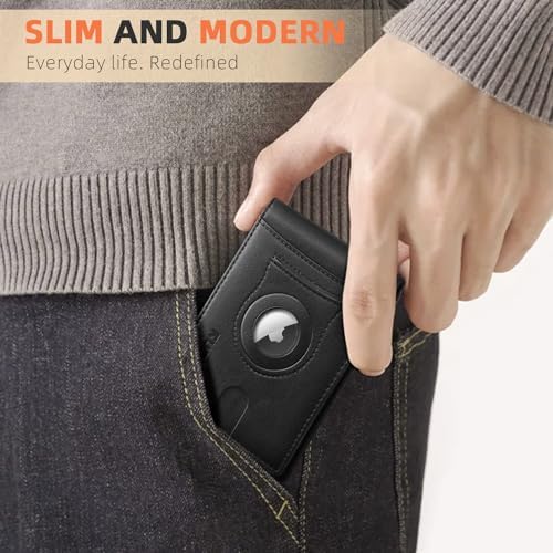 RUNBOX AirTag-Wallet-Mens-Slim-RFID Blocking Wallets Leather with Bill Compartment Air Tag Bifold Card Holder Wallet Gifts for Men Dad - Image 6