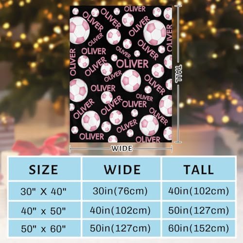 Personalized Baby Blankets for Girls Boys, Custom Baby Blanket with Name Swaddle Toddler Fleece Blanket Personalized Gift Pink Soccer Text - Image 3