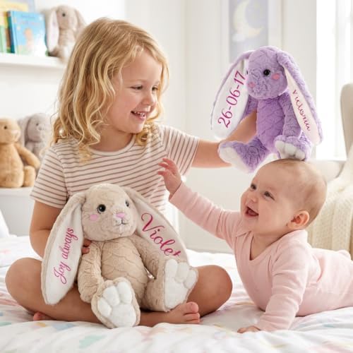 Personalized Bunny Plush with Embroidery Name, Custom Bunny Stuffed Animal - Image 2