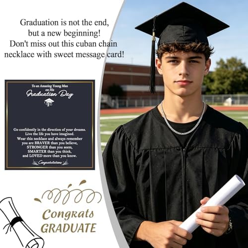 EPIRORA Graduation Gifts Necklace for Him 2026, 6MM Stainless Steel Cuban Link Chains Graduation Necklace for Men, Class of 2026 Grad Gifts for Middle School | High School | College | Master Degree - Image 2