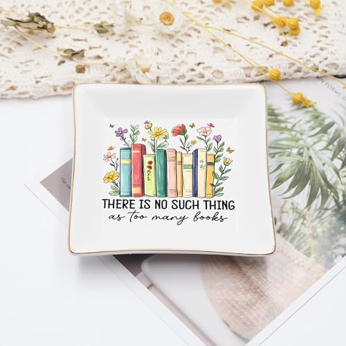 Book Lovers Gifts for Women – Floral Books 4" Jewelry Dish – Bookish Gift for Readers, Librarian, Bookworm, Teacher, Mom, Sister, Friend – Library Gifts, Book Gift for Birthday, Mother Day, Graduation - Image 4