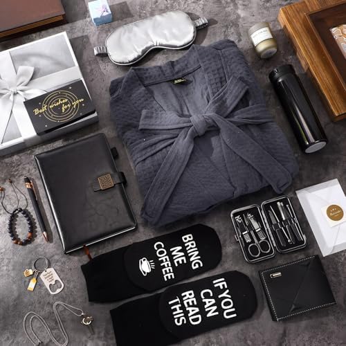 13 Pcs Birthday Gifts Baskets for Men Gifts Set for Christmas, Dark Gray - Image 4