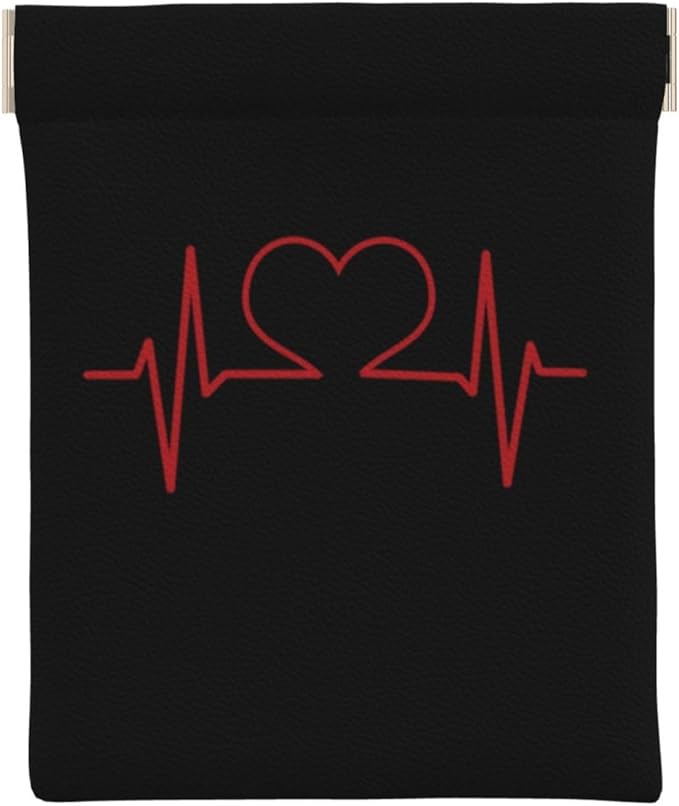 Coin Purse Nurse And Heart EKG Nursing Leather Squeeze Coin Purse Mini Pouch Change Wallet Bag Gifts for Women Kids Girls Key Holder