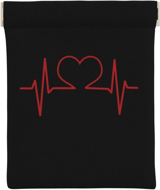 Coin Purse Nurse And Heart EKG Nursing Leather Squeeze Coin Purse Mini Pouch Change Wallet Bag Gifts for Women Kids Girls Key Holder
