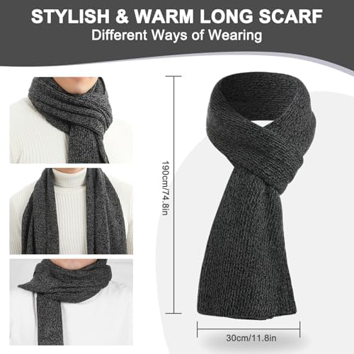 floconssy Men's Winter Hat Scarf Gloves Set of 3, Knit Thermal Combo Gifts - Image 4