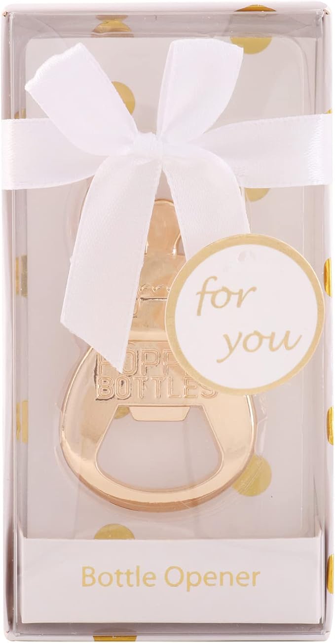 24 pcs Poppin' Bottle Baby Shower Favors for Guest Bottle Opener Baby Shower Favors Gift Baby Shower Souvenirs Botle Opener Wedding Favors Bridal Shower Favor Keepsake (White Keychain,24)