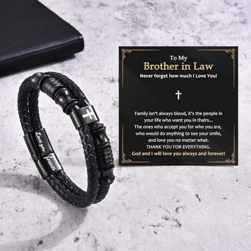 EFVISD Lover You Forever Leather Cross Bracelet for Men Boys Gifts - Image 3