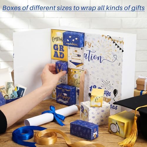 Graduation Advent Calendar 2026 Grad Empty Gift Box, Blue Gold - Image 4
