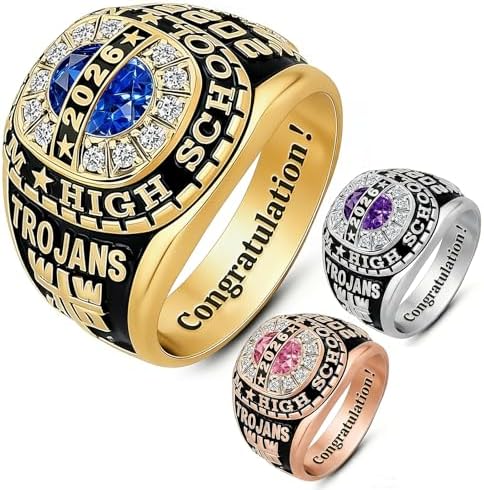 925 Sterling Silver 2026 Class Rings for women Men, Custom College High School Graduation Rings for Men 2026, Graduation Gifts for Her Him by Unknown