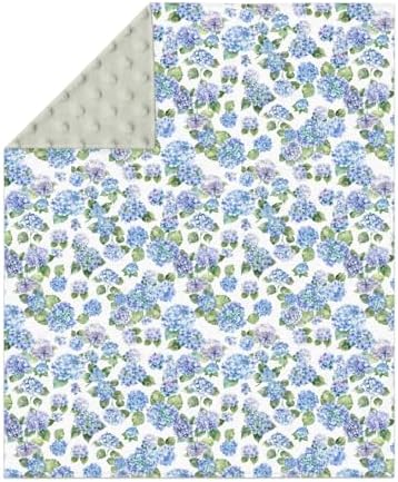Blue Hydrangea Floral Baby Blankets for Girl Boy Spring Summer Wildflowers Soft Mink Dotted Backing Double Layer Swaddle Blanket Floral Blooms Spring Bed Throw for Newborn Infant Toddler Nursery 30x40 - Image 2