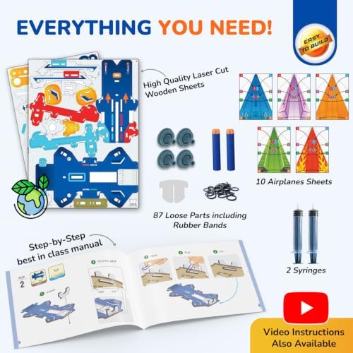 Smartivity 2in1 Hydraulic Aeroplane & Dart Launcher STEM Kit Ages 6-14 - Image 6