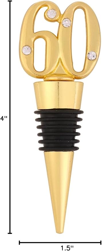 24-Pack 60 Wine Bottle Stopper to Keep for 60th Birthday Party Decoration 60 Years Old Wine Stopper Fun Gift for Wine Lovers (Gold 60th)