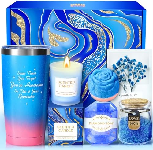 Gifts for Women, Luxury Birthday Gifts for Mom Sister Girlfriend Grandma Bestie Daughter Her, Self Care Relaxing Spa Gift Basket, Care Package, Anniversary Gift Set(Blue) by BodyRefresh
