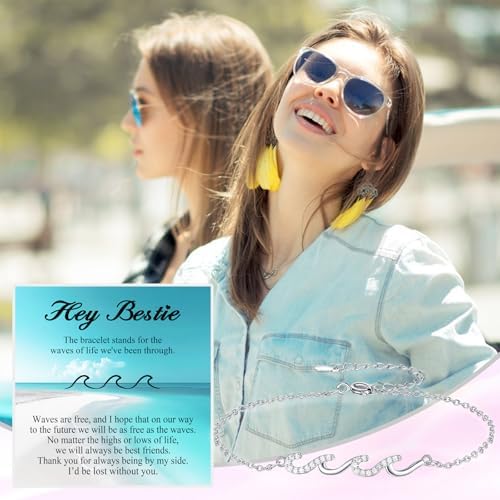 Gifts for Women, Cool Waves Bracelet Christmas Birthday Gift for Happy Birthday 21st, 30th, 40th, 50th, 60th Birthday Gift Ideas for Women Ladies Bestie Friend Sister Mom Daughter Wife Grandma - Image 3