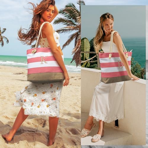 YOOLIFE Beach Bags for Women - Travel Canvas Beach Tote, Pool Waterproof Bag, Travel Essentials, Gifts for Women Birthday - Image 2