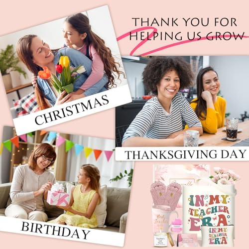 DHQH Best Teacher Christmas Gifts for Women, Teacher Birthday Appreciation Gifts Set, Funny Thank You Gift Basket with Canvas Tote Bag - Image 7