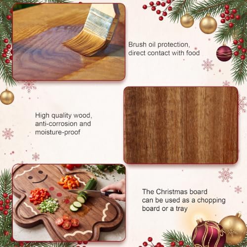 7 Pcs Christmas Cutting Board Gift Set with Cheese Knife,Gingerbread Man - Image 6