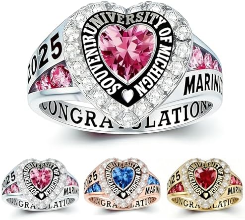 925 Sterling Silver 2026 Class Rings for women Men, Custom College High School Graduation Rings for Men 2026, Graduation Gifts for Her Him by Unknown