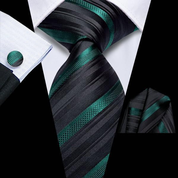 Hi-Tie Lot 5 Pcs Gift Box Mens Tie Set Necktie with Pocket Square Cufflinks Silk Neck Tie Collection - Image 2