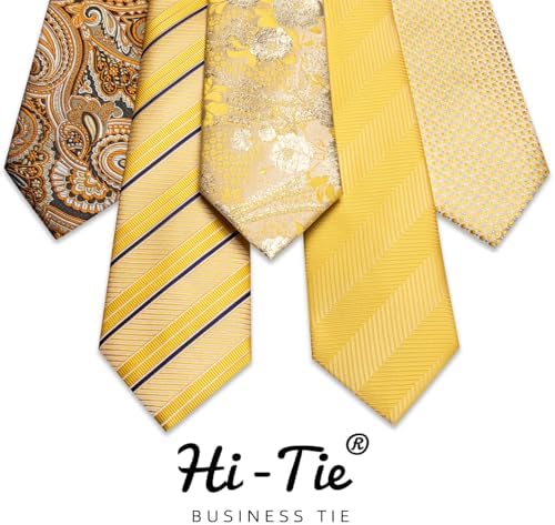 Hi-Tie Lot 5 Pcs Gift Box Mens Tie Set Necktie with Pocket Square Cufflinks Silk Neck Tie Collection - Image 2