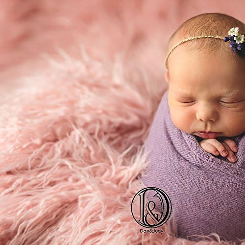 Newborn Photo Props Faux Fur Round 23.6 inch Soft Baby Boy Girl Photo Blanket Studio Photo Mat Light Pink - Image 6