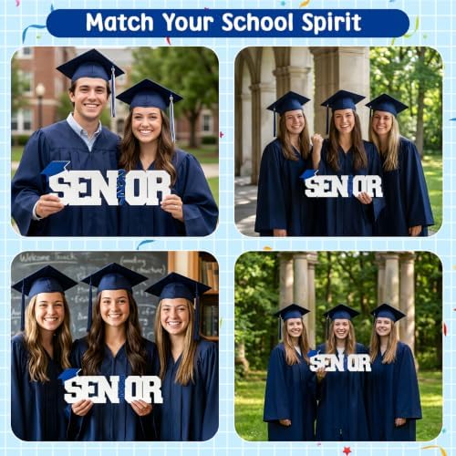 Senior 2027 Table Centerpiece Sign - Class of 2027 Graduation Table Decor - 15" Large Wooden Letter Sign for Party Decor, Photoshoot Props, High School & College Graduation Supplies (Blue) - Image 6