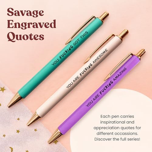 MESMOS Fucking Awesome Pen Set, Inappropriate Funny Gifts for Women and Friends. Fun and Motivational Office Pens for Coworkers, German-Made Ballpoint Ink - Image 5