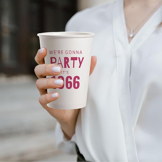 SharkBliss 1966 60th Birthday Party Cups 9oz Pink 20 Pack Disposable Cups – Party Like It's 1966