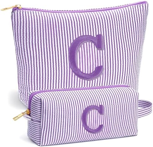 Cute Stuff for Teen Girls Gifts - 2 Piece Set Makeup Bags, Custom Makeup Organizer Pouch for Travel, 6-12 Year Old Girl Birthday Gifts, Travel Essentials for Women, Purple C by Fohufo