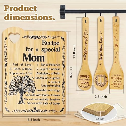 Mom Birthday Gifts - "Recipe for a Special Mom" Cutting Board Set(Heart Ed) - Image 2