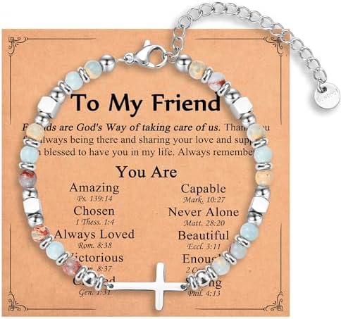 Christian Gifts for Women Girls, Religious Cross Bracelet by IKIATY